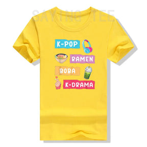 K-Pop Moda para Fãs de K-Drama Coreano & KPop T-Shirt Presente Meninas Moda Coreia do Sul Roupas Life Style Gráfico Tee Casual Top