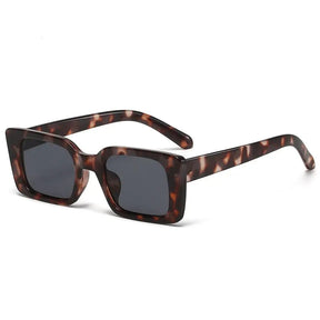 Vintage Praia/Viagem Gradiente Moda Feminina Retângulo Leopardo Óculos de Sol Shades Square Sunglasses