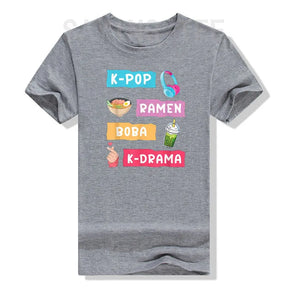 K-Pop Moda para Fãs de K-Drama Coreano & KPop T-Shirt Presente Meninas Moda Coreia do Sul Roupas Life Style Gráfico Tee Casual Top