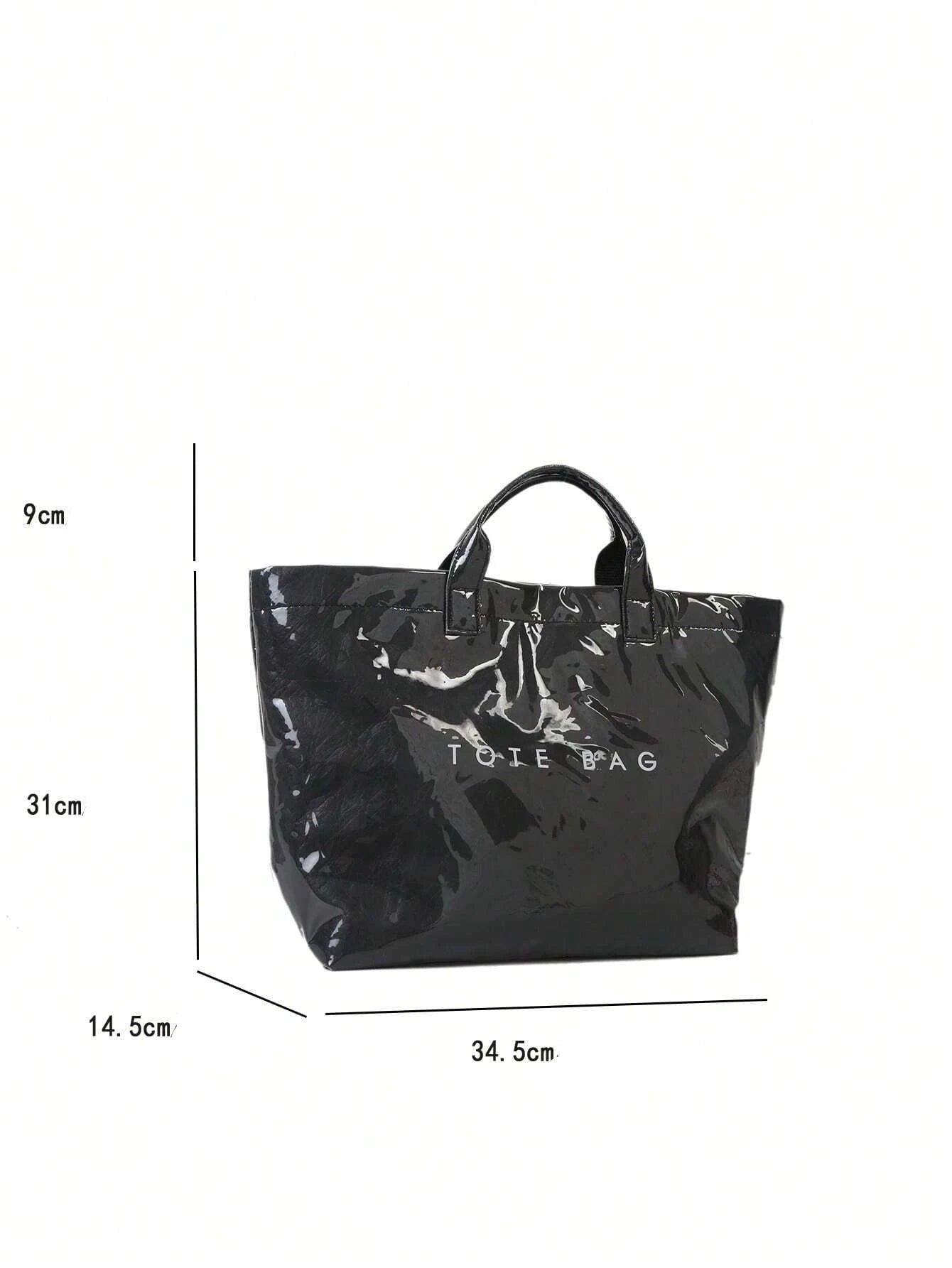 Bolsa de geléia de PVC impermeável de grande capacidade com alças, sacola elegante, bolsa de impressão casual vintage transparente na moda