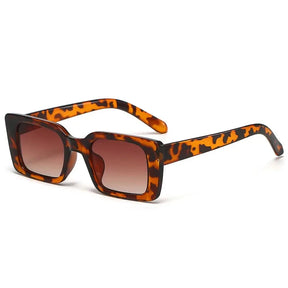 Vintage Praia/Viagem Gradiente Moda Feminina Retângulo Leopardo Óculos de Sol Shades Square Sunglasses