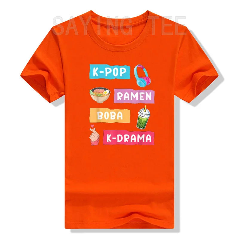 K-Pop Moda para Fãs de K-Drama Coreano & KPop T-Shirt Presente Meninas Moda Coreia do Sul Roupas Life Style Gráfico Tee Casual Top