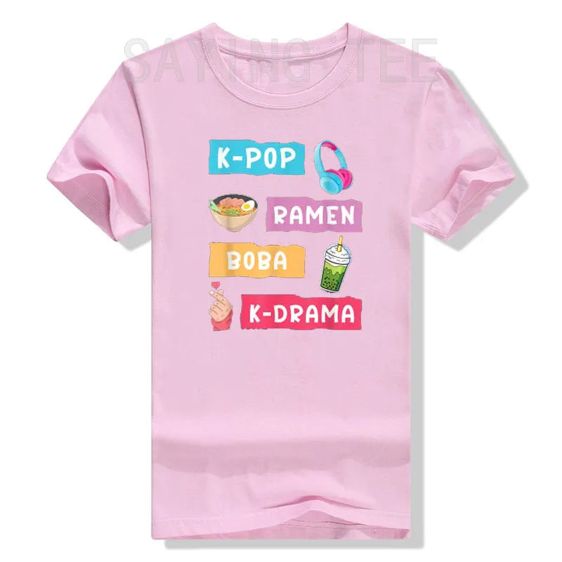 K-Pop Moda para Fãs de K-Drama Coreano & KPop T-Shirt Presente Meninas Moda Coreia do Sul Roupas Life Style Gráfico Tee Casual Top