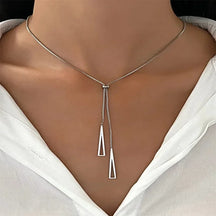 Colar com pingente triangular para mulheres, estilo metal, cor prata, charme simples, colares Y Lariat, joias minimalistas boho