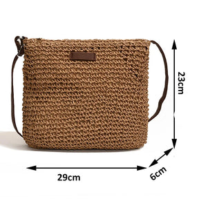 Bolsas boêmias de praia de palha para mulheres, alta capacidade, bolsa de ombro artesanal, bolsas de tecido casual, bolsa